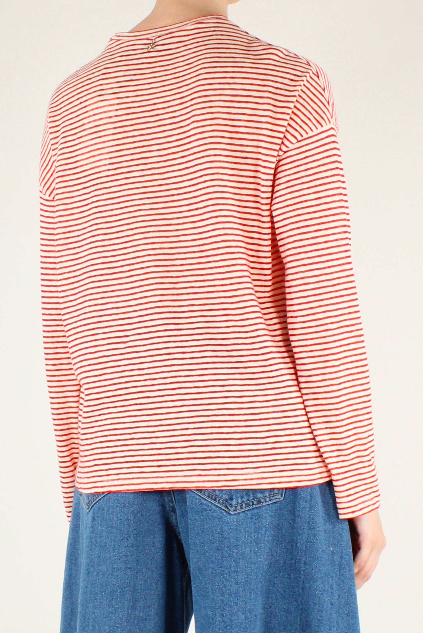 Maglia a Righe in Misto Lino
