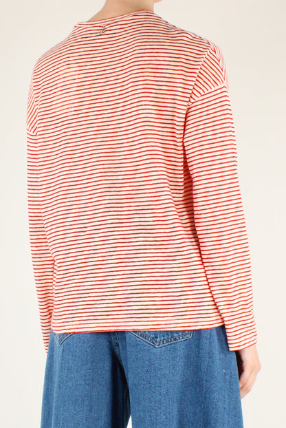 Maglia a Righe in Misto Lino