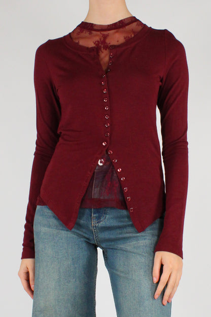 Twin Set Maglia Cardigan e Top in Pizzo