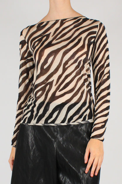 Maglia Stampa Zebrata in Misto Cachemire