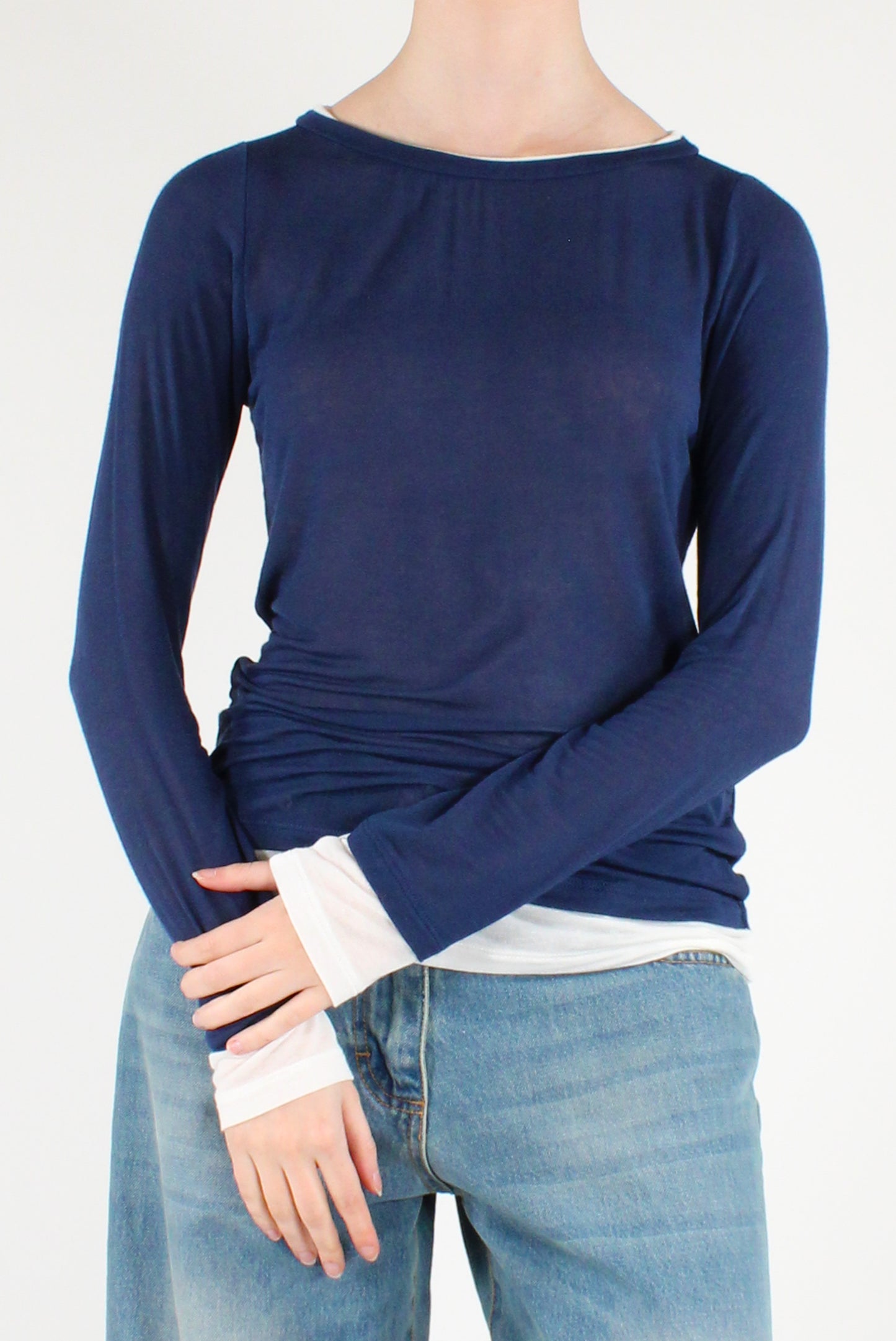 Maglia Scollo Tondo Viscosa e Seta