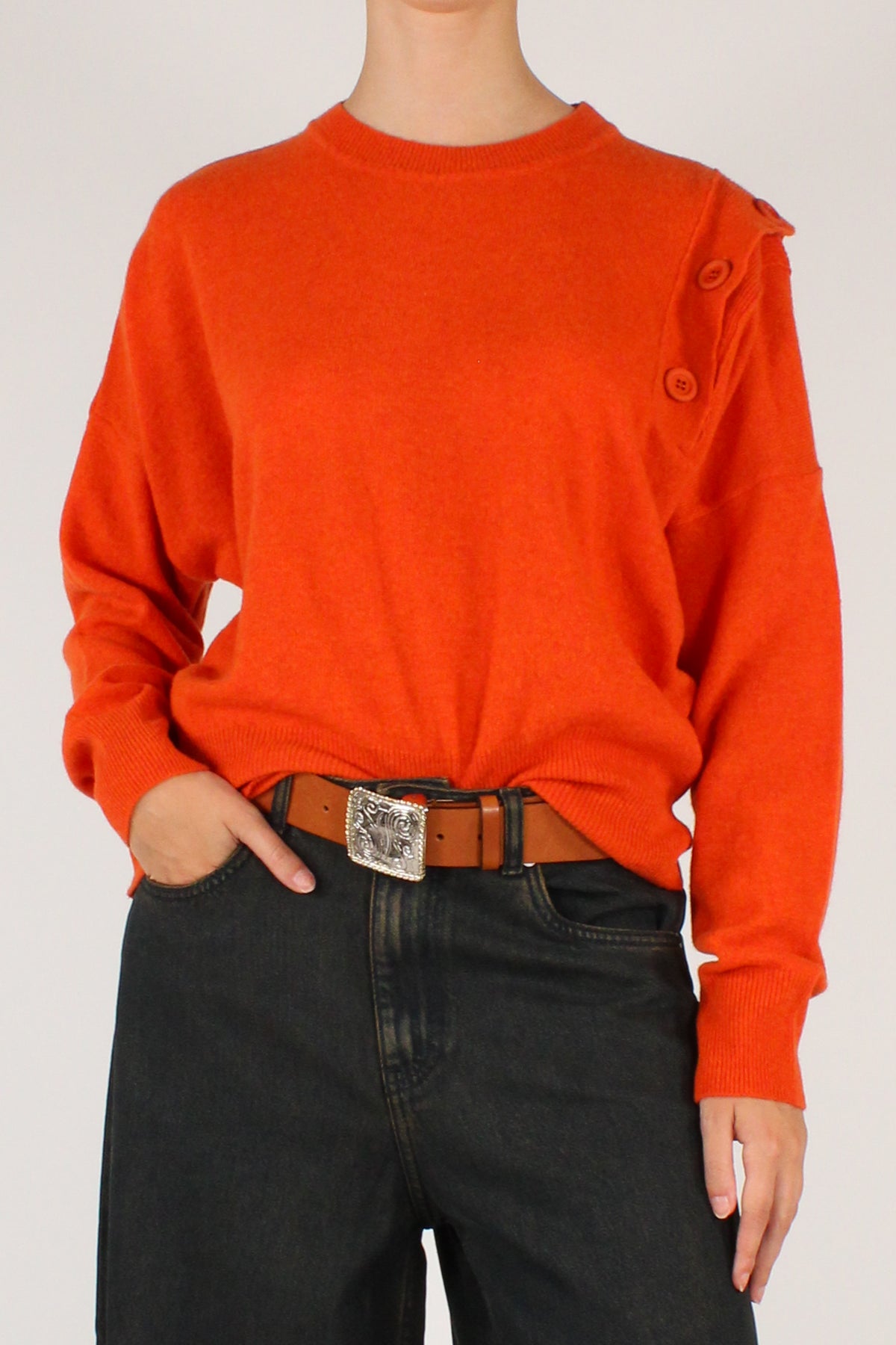 Maglione Girocollo con Bottoni