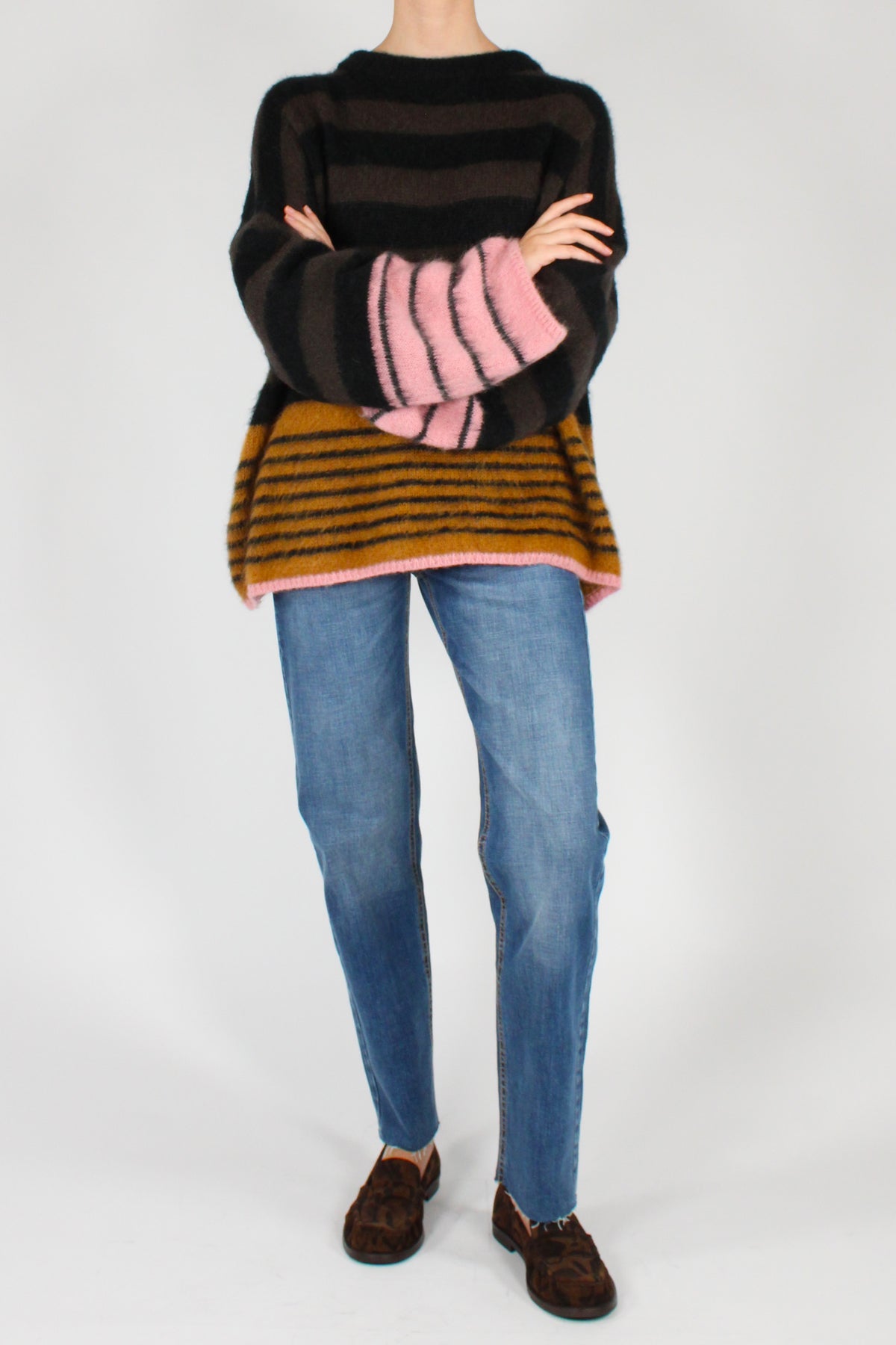 Maglione Over Misto Mohair a Righe