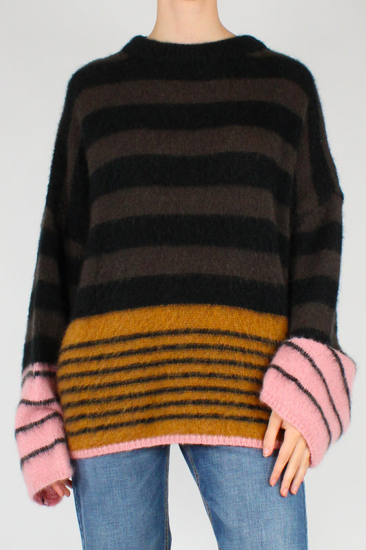 Maglione Over Misto Mohair a Righe