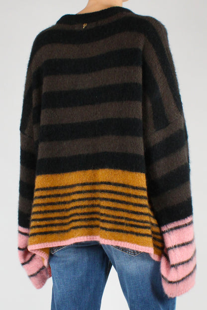 Maglione Over Misto Mohair a Righe