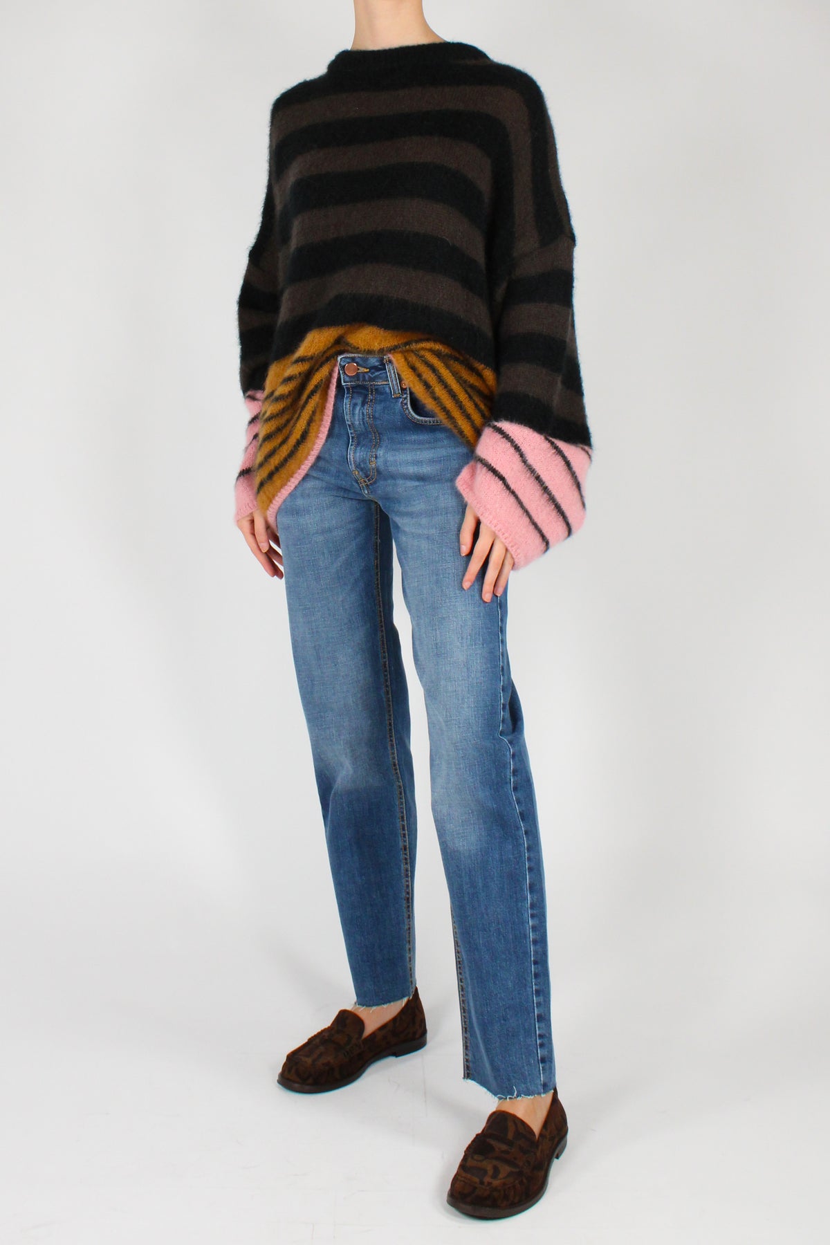 Maglione Over Misto Mohair a Righe