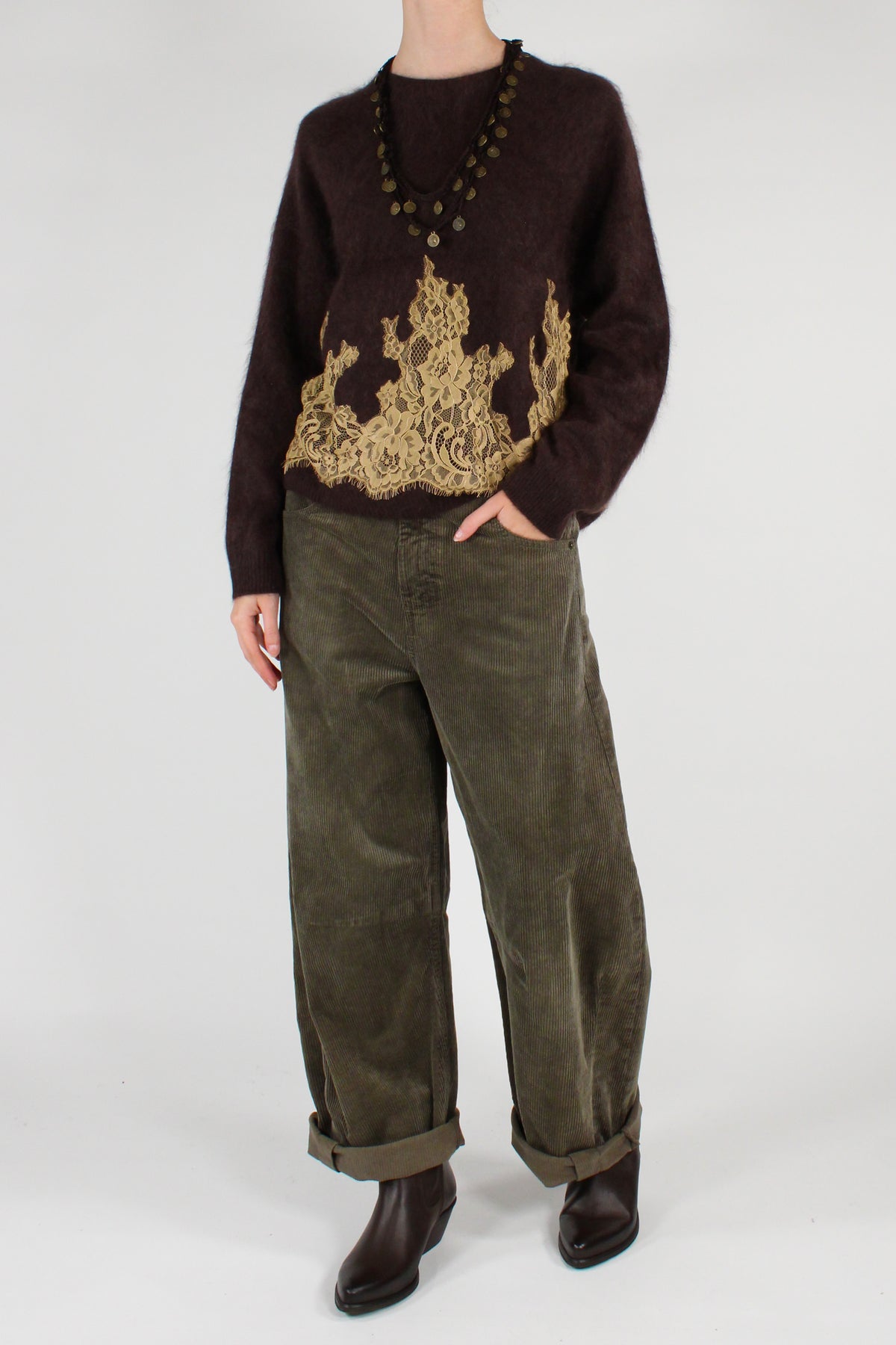 Maglione Misto Lana con Pizzo