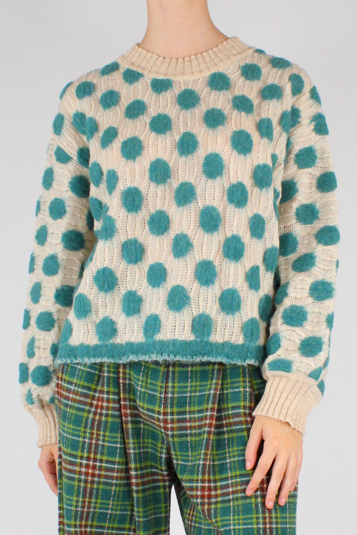 Maglione a Pois in Pura Lana
