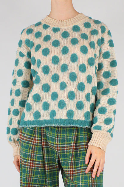 Maglione a Pois in Pura Lana