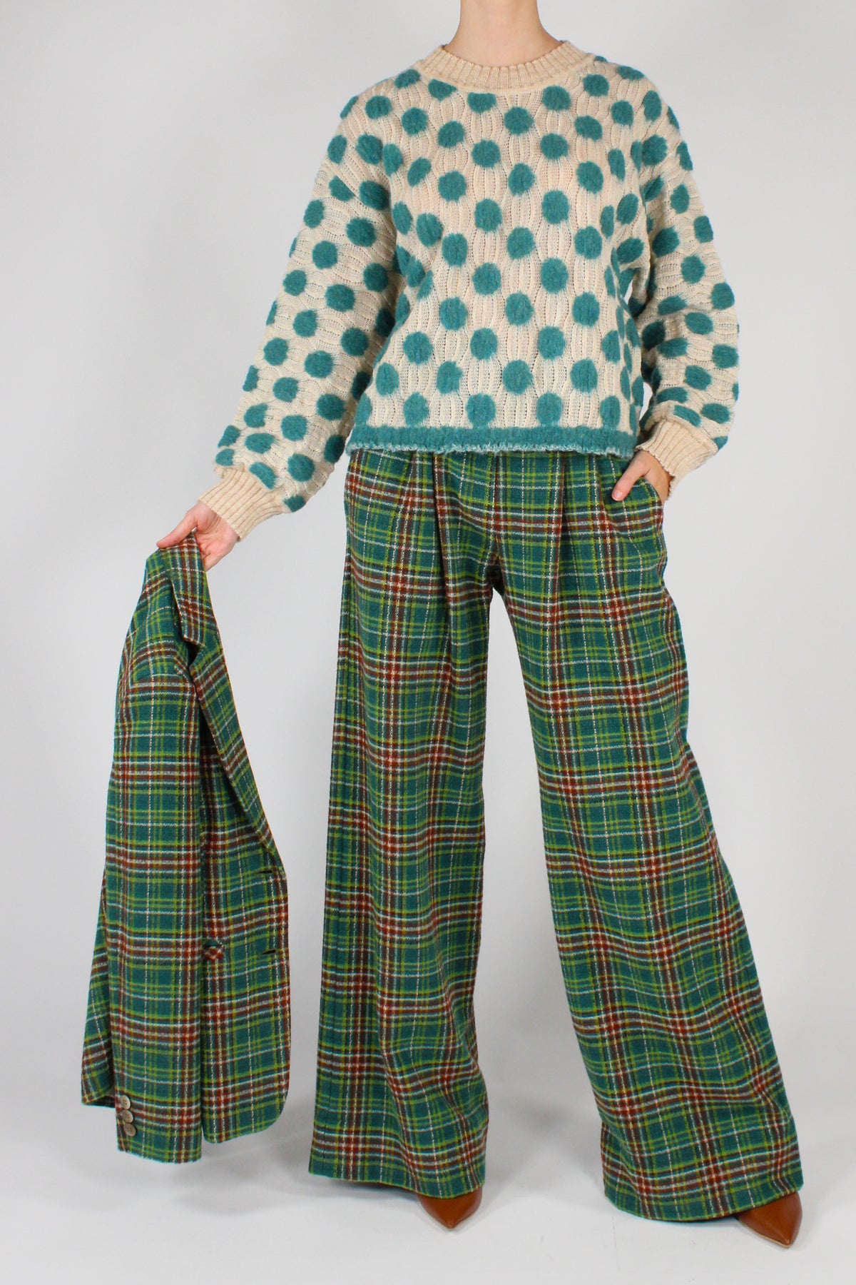 Maglione a Pois in Pura Lana
