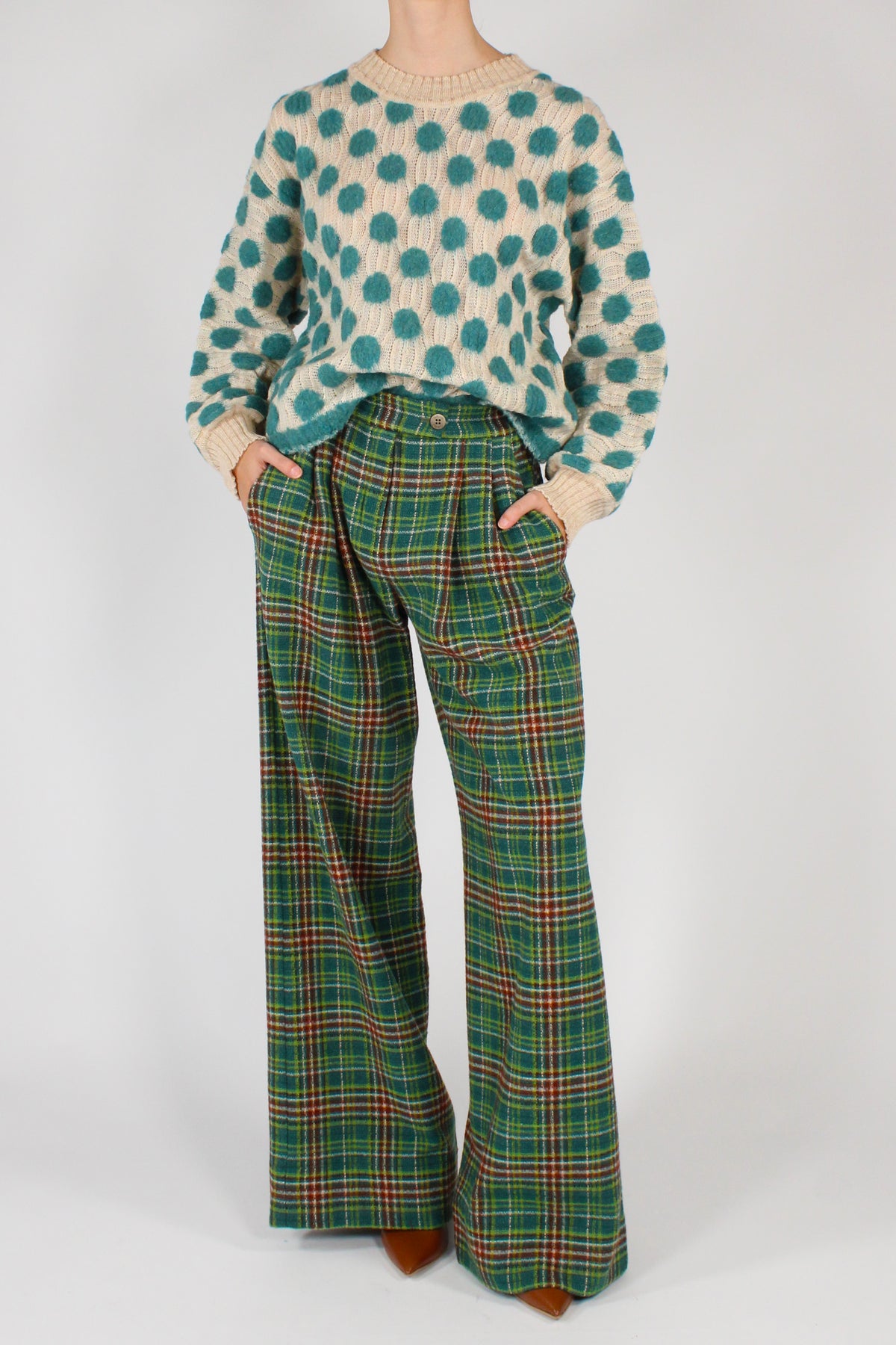 Maglione a Pois in Pura Lana