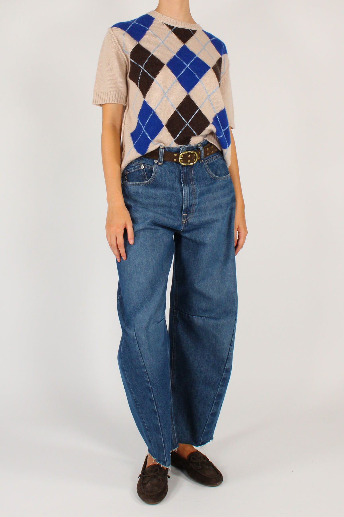 Maglione a Rombi Maniche Corte