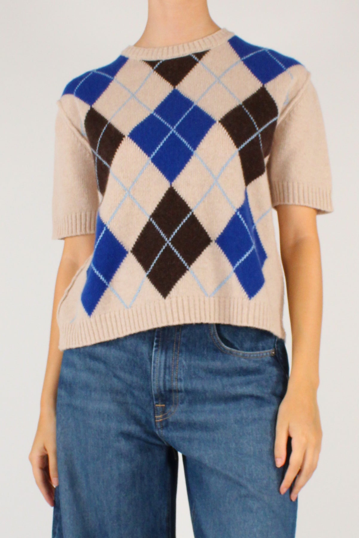 Maglione a Rombi Maniche Corte