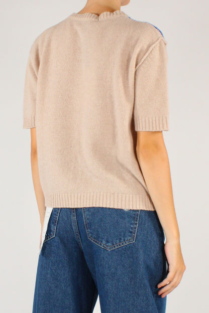 Maglione a Rombi Maniche Corte