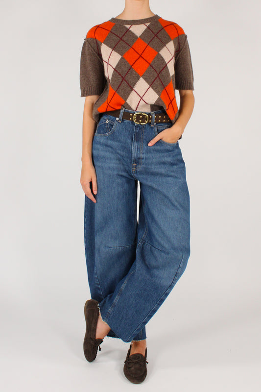 Maglione a Rombi Maniche Corte
