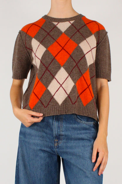 Maglione a Rombi Maniche Corte