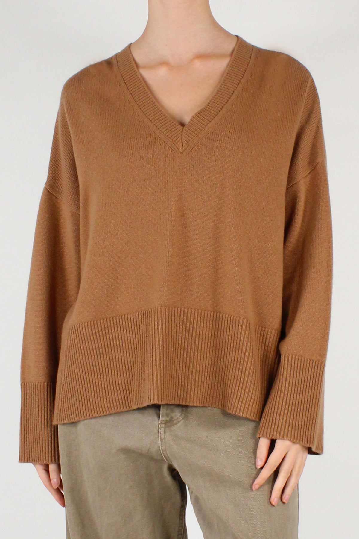 Maglione Scollo a V 100% Lana