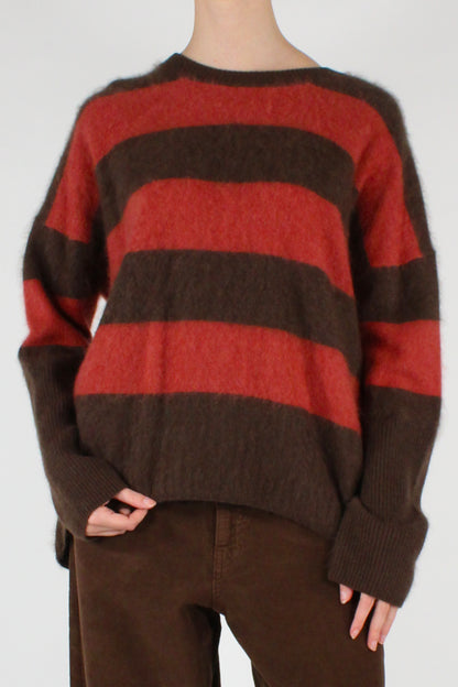 Maglione Over a Righe Marrone e Arancio