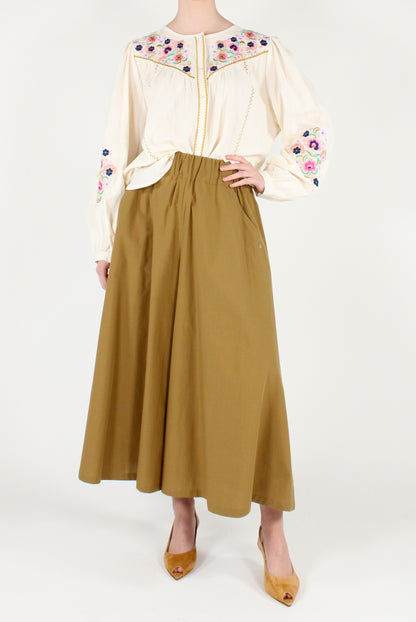 Cotton Shirt with Floral Embroidery