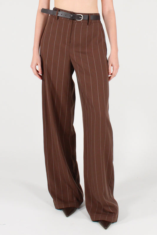 Pantaloni Gessati con Cintura