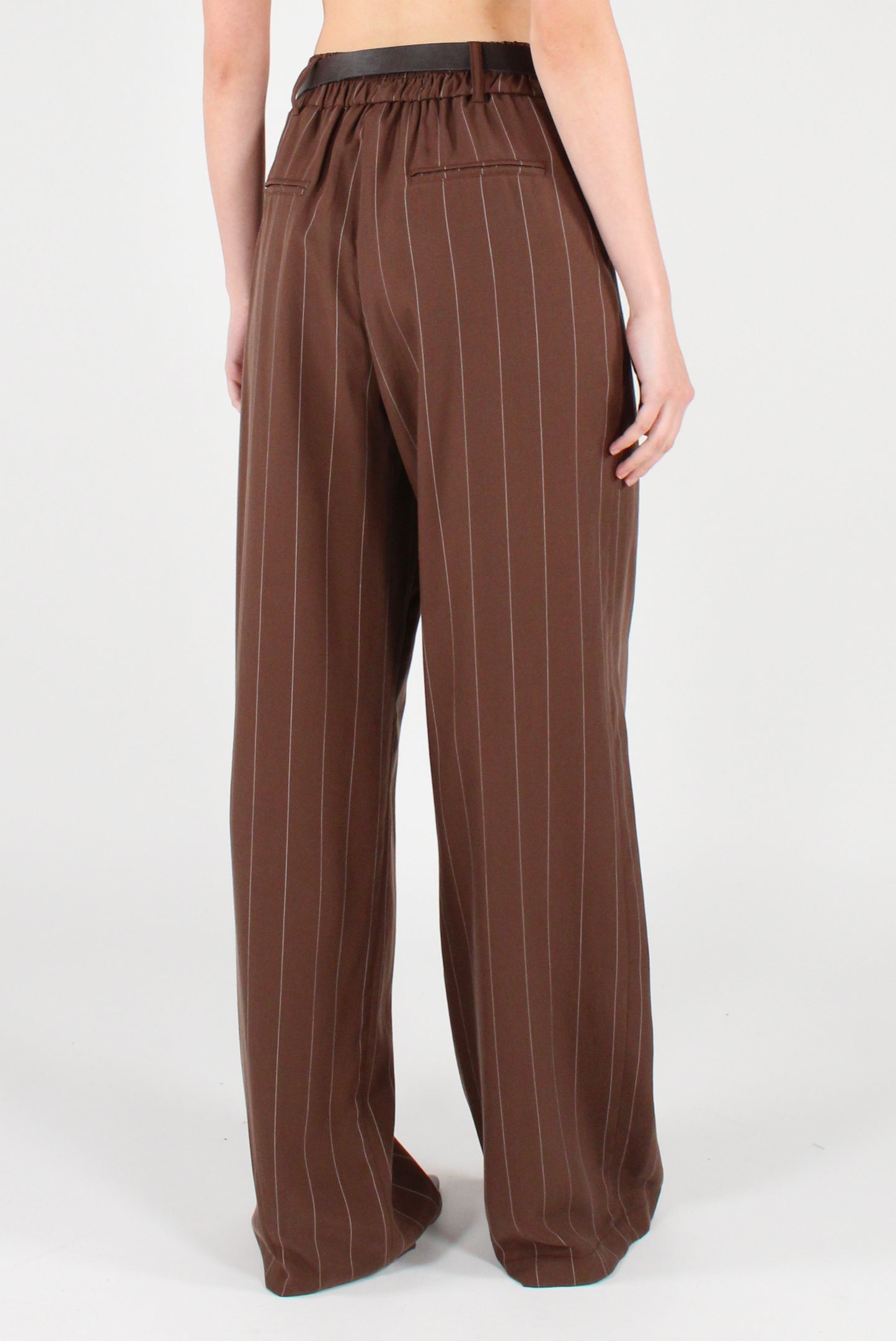 Pantaloni Gessati con Cintura