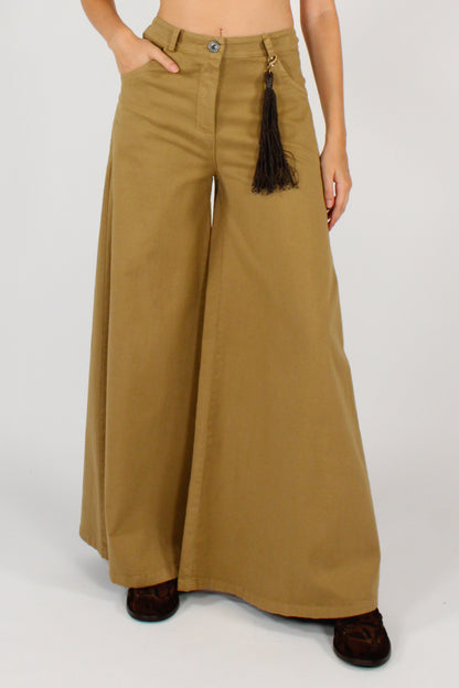 Pantaloni Wide Leg con Portachiavi