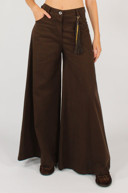 Pantaloni Wide Leg con Portachiavi