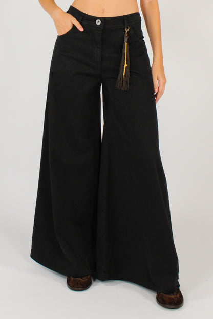 Pantaloni Wide Leg con Portachiavi