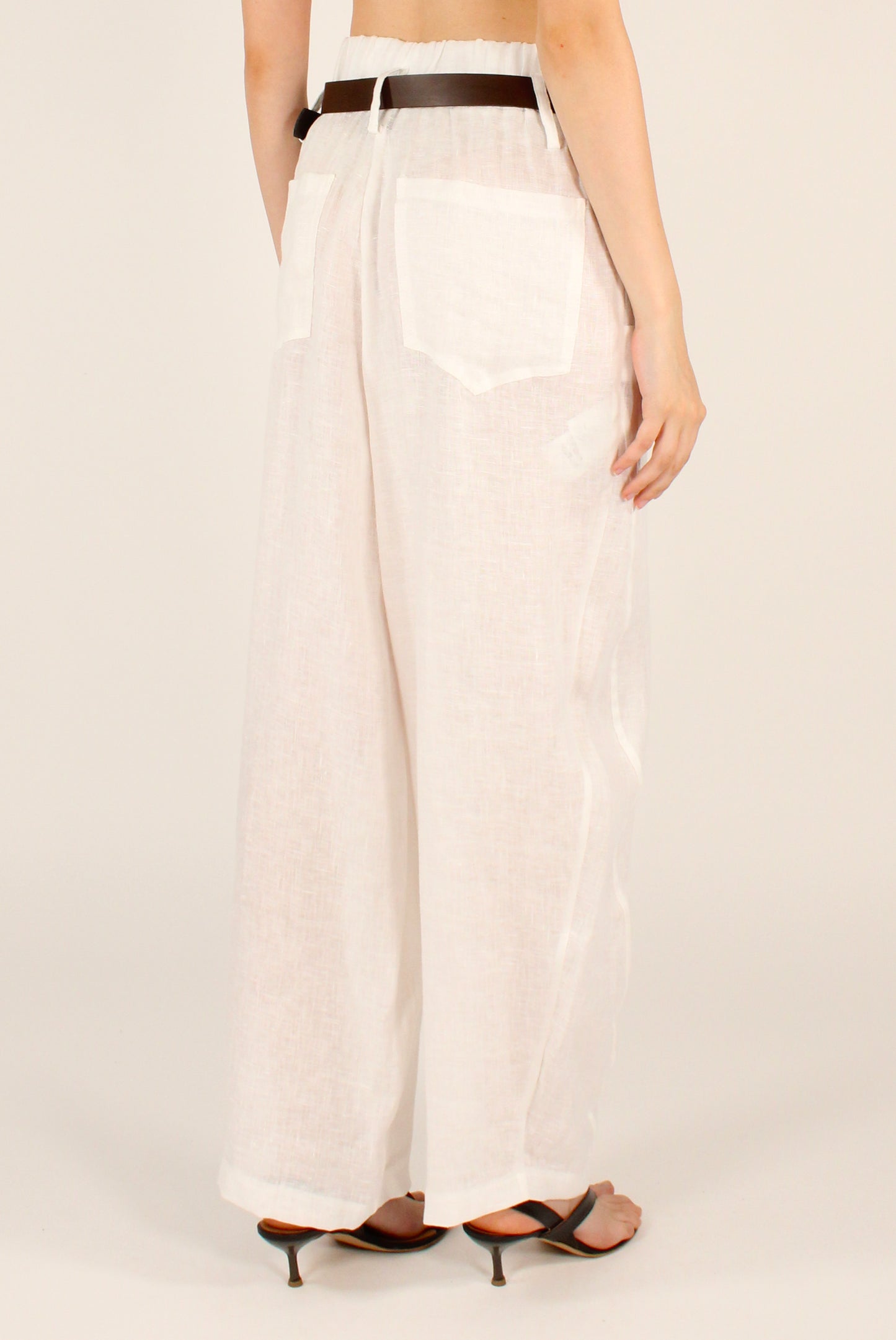 Pantaloni Balloon in Lino con Cintura