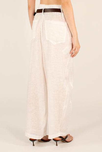 Pantaloni Balloon in Lino con Cintura