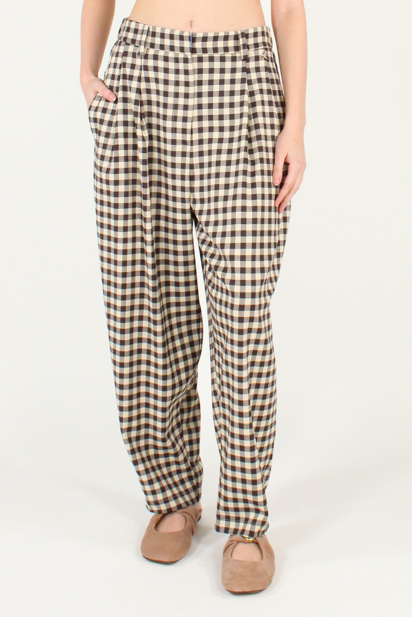 Pantaloni Balloon Stampa Vichy