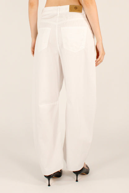 Pantaloni Balloon Barbara Cotone Bianco