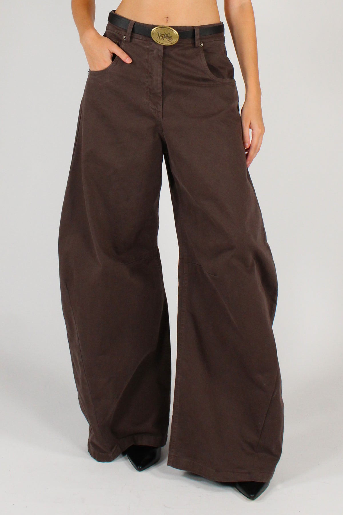 Pantaloni Barrel con Cintura