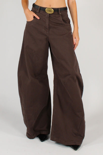 Pantaloni Barrel con Cintura
