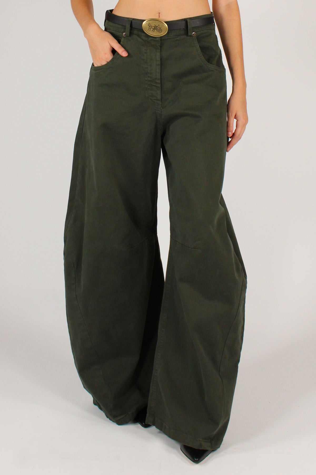 Pantaloni Barrel con Cintura