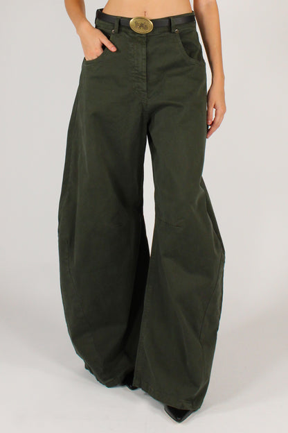 Pantaloni Barrel con Cintura
