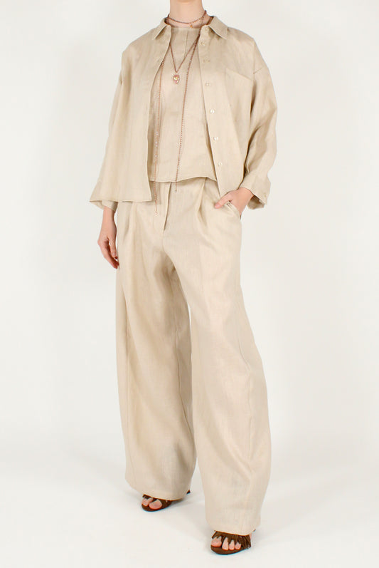 Pantaloni Barrel in Lino