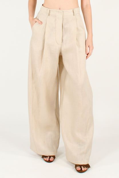 Pantaloni Barrel in Lino