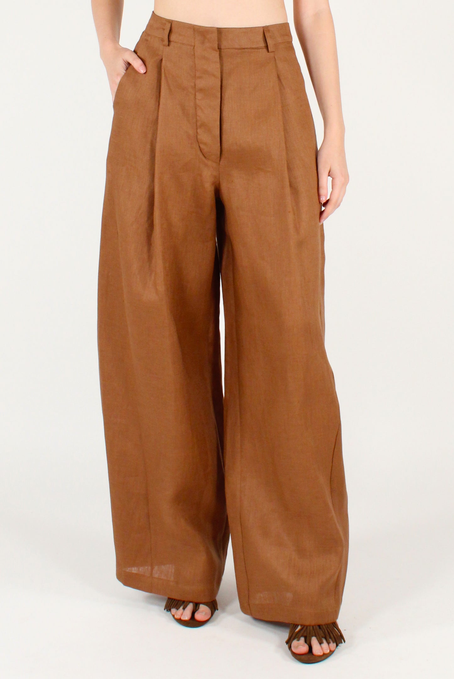 Pantaloni Barrel in Lino