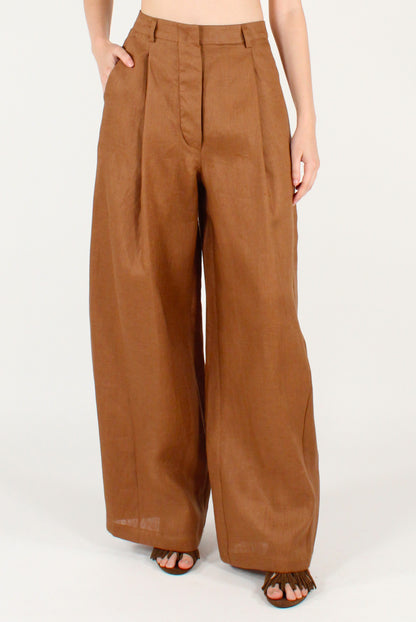 Pantaloni Barrel in Lino