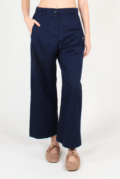 Pantaloni Cropped in Gabardina