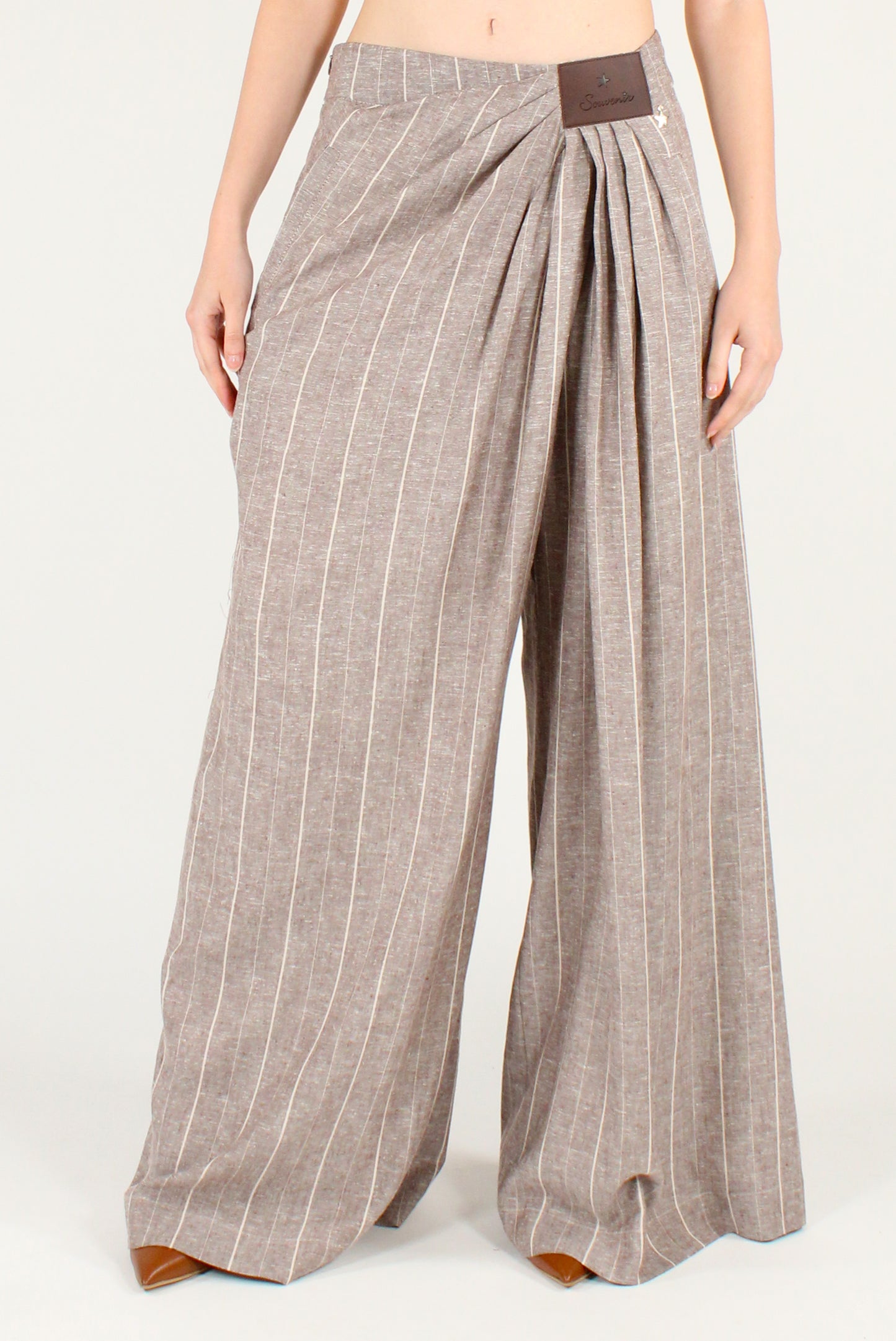 Pantaloni Gessati Drappeggiati