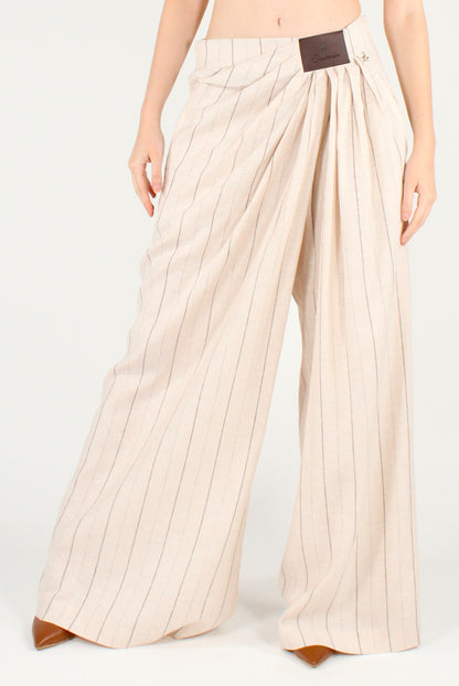 Pantaloni Gessati Drappeggiati