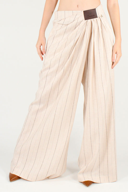 Pantaloni Gessati Drappeggiati