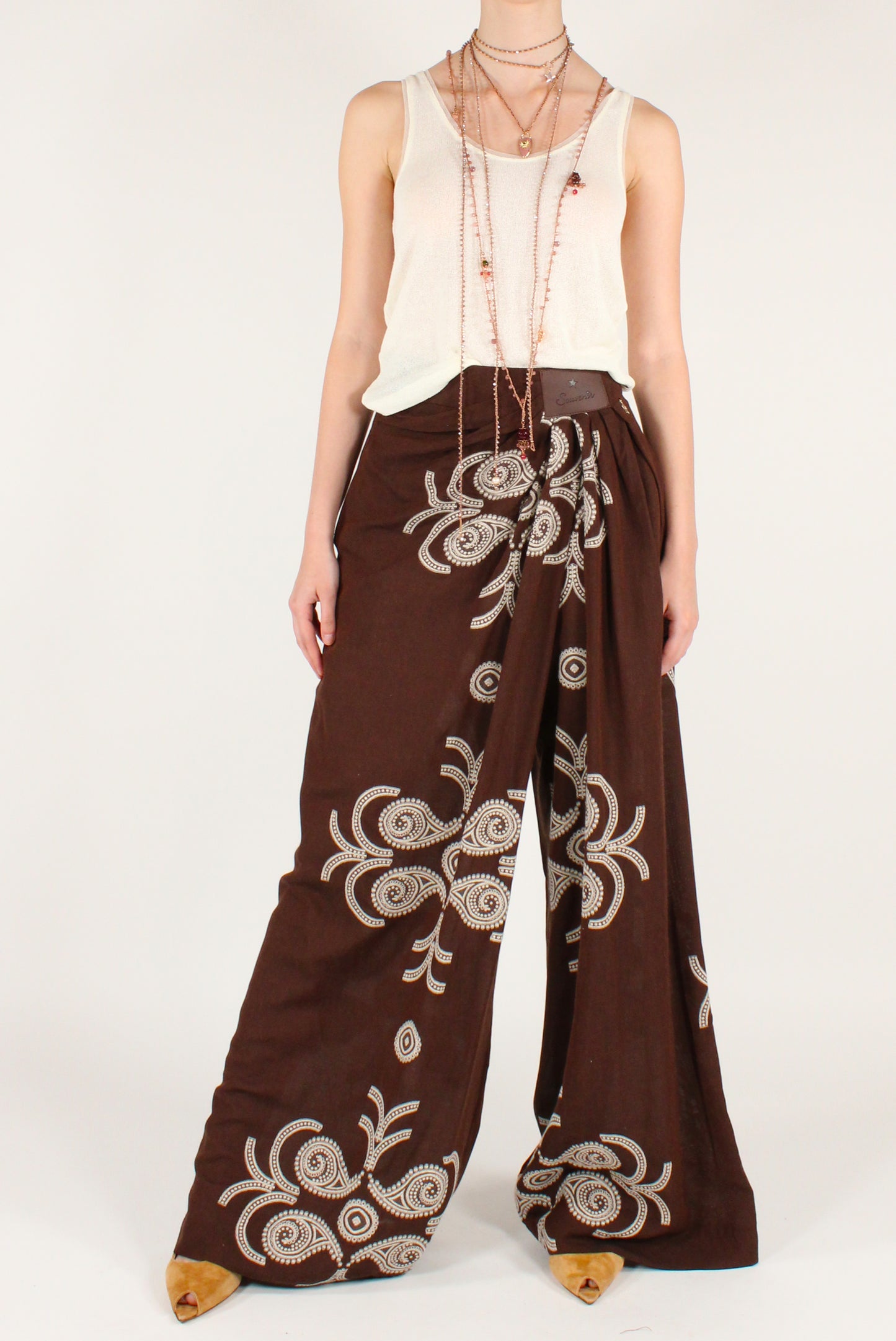 Pantaloni Drappeggiati Ricamati