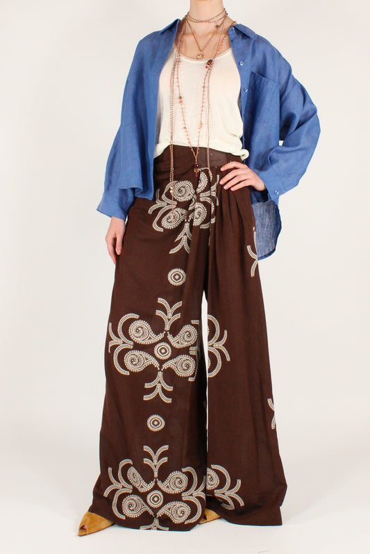 Pantaloni Drappeggiati Ricamati
