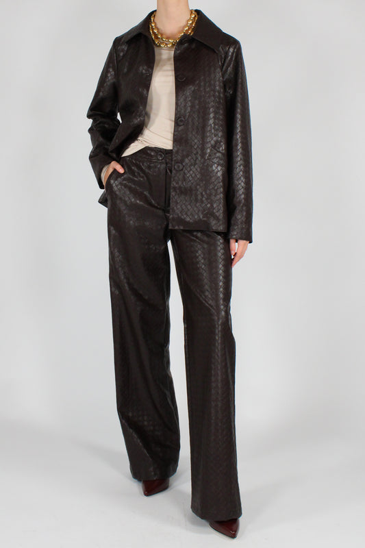 Pantaloni in Ecopelle Stampa Intrecciata
