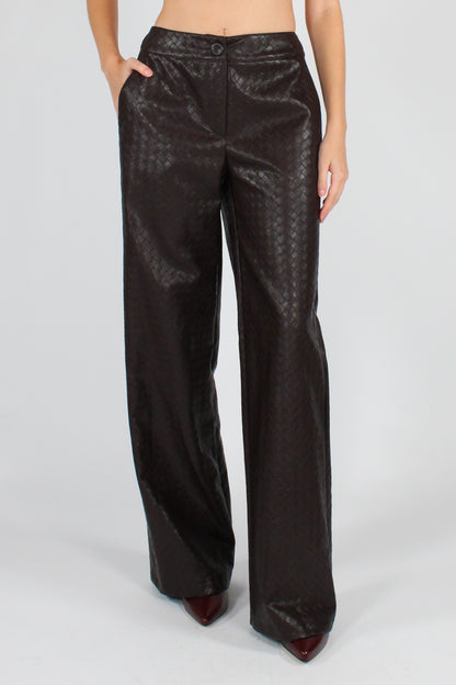 Pantaloni in Ecopelle Stampa Intrecciata