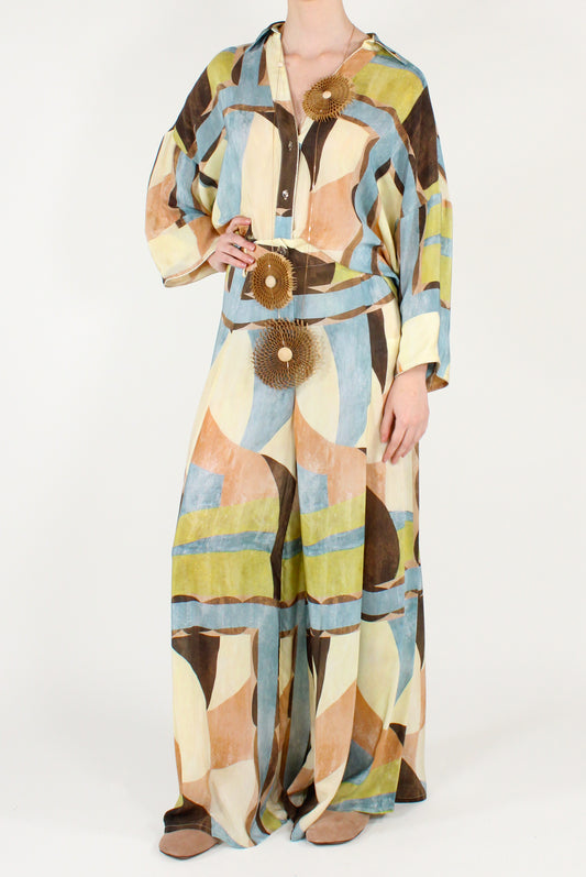 Pantaloni a Palazzo Fantasia Astratta