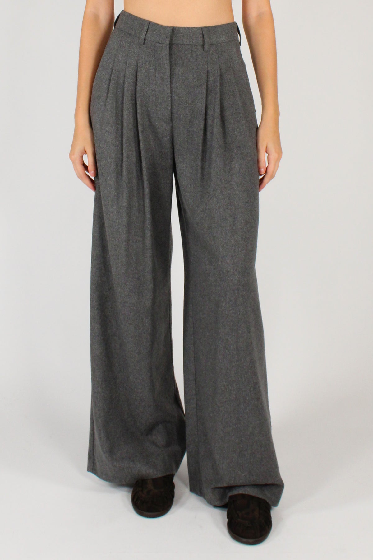 Pantaloni con Pinces Misto Lana